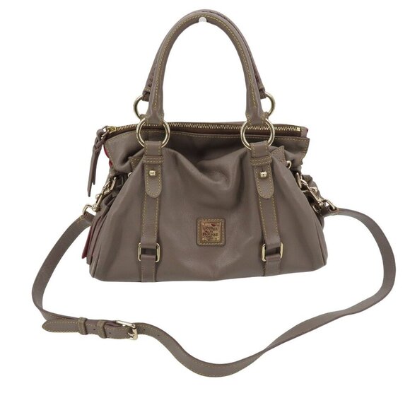 Dooney & Bourke Florentine Micro Satchel Gray Genuine Leather Silver Hardware - Picture 1 of 16